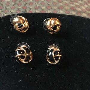 2 Pair of Joan Rivers  Gold tone Knot Earrings Vintage